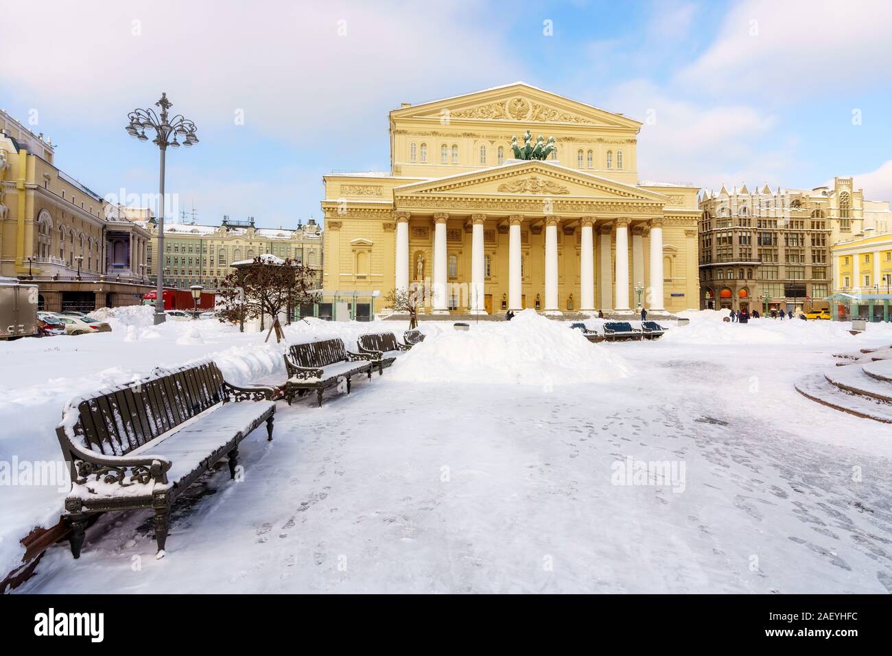 Bolshoi Theatre in Moscow at winter Stock Photo