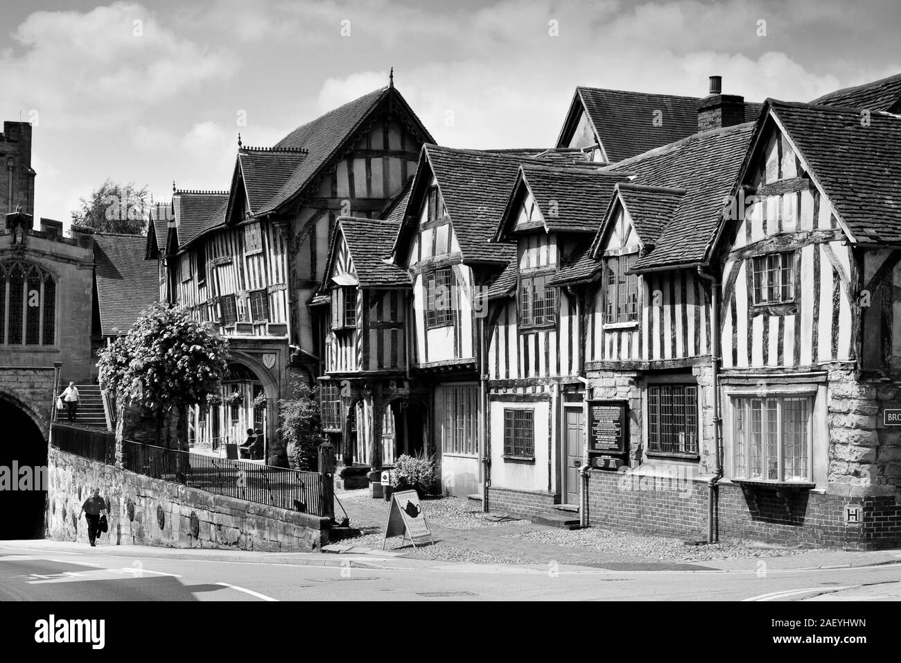 Old Tudor Style Hospital Buildings at Warwick, UK Stock Photo