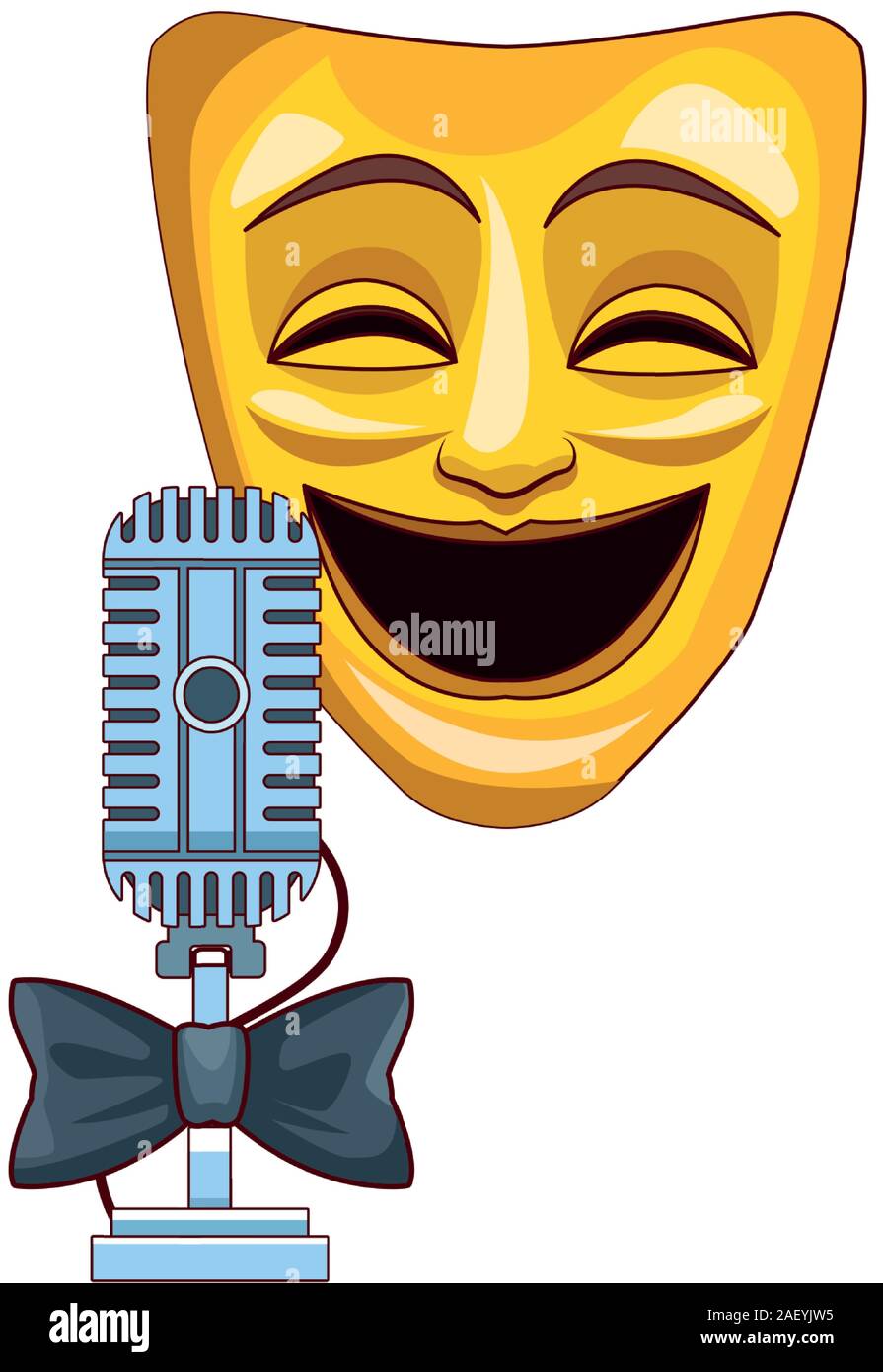 Comedy theater mask and retro microphone icon, colorful design Stock ...