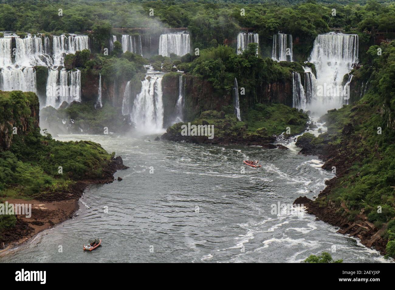 IGUAZU, 05.12.2019: View of Iguazu Falls, brazilian and argentinian side with some native species of fauna and flora (Néstor J. Beremblum / Alamy) Stock Photo