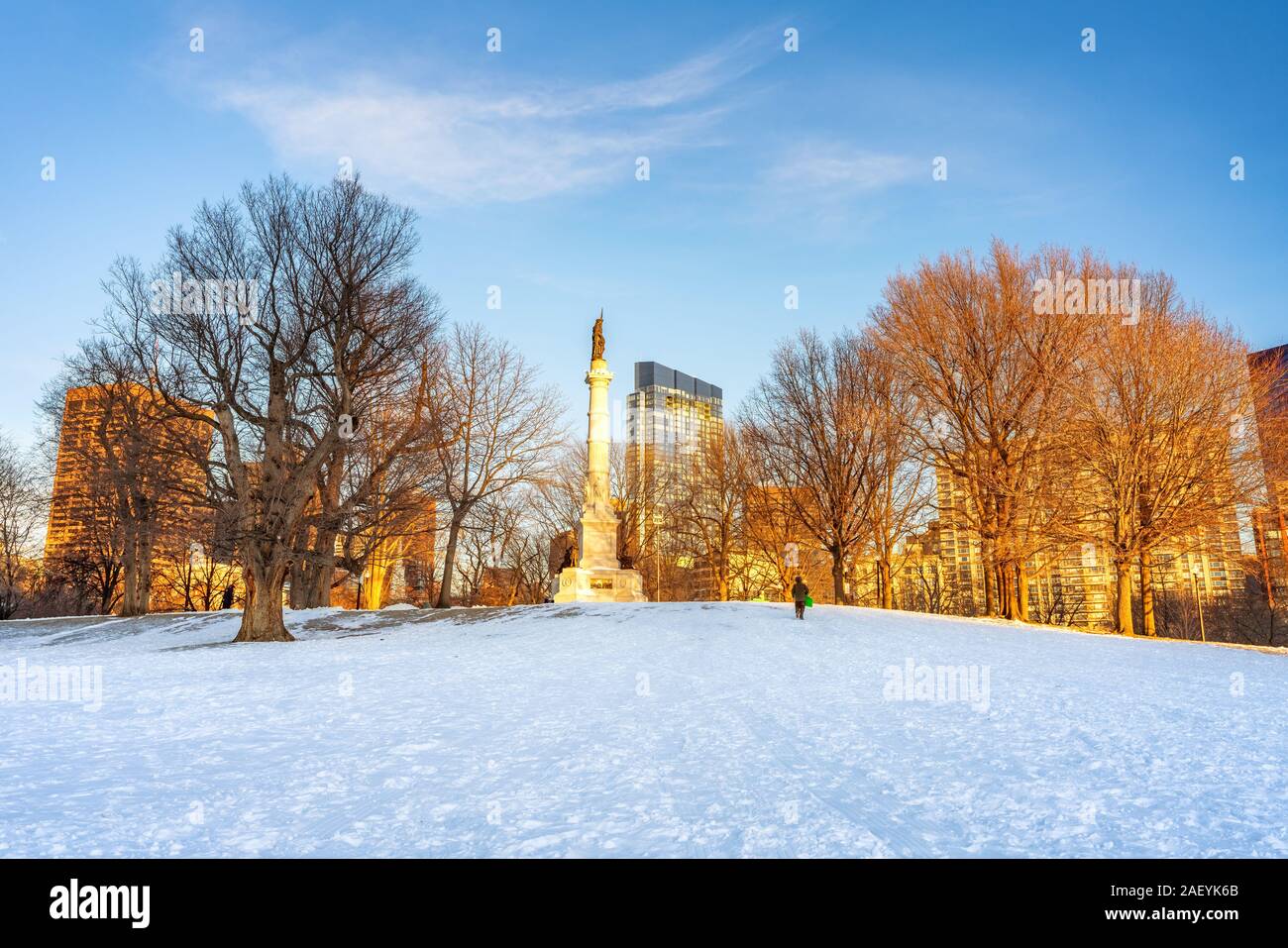 Soldiers and Sailors Monument in Boston common at winter Stock Photo