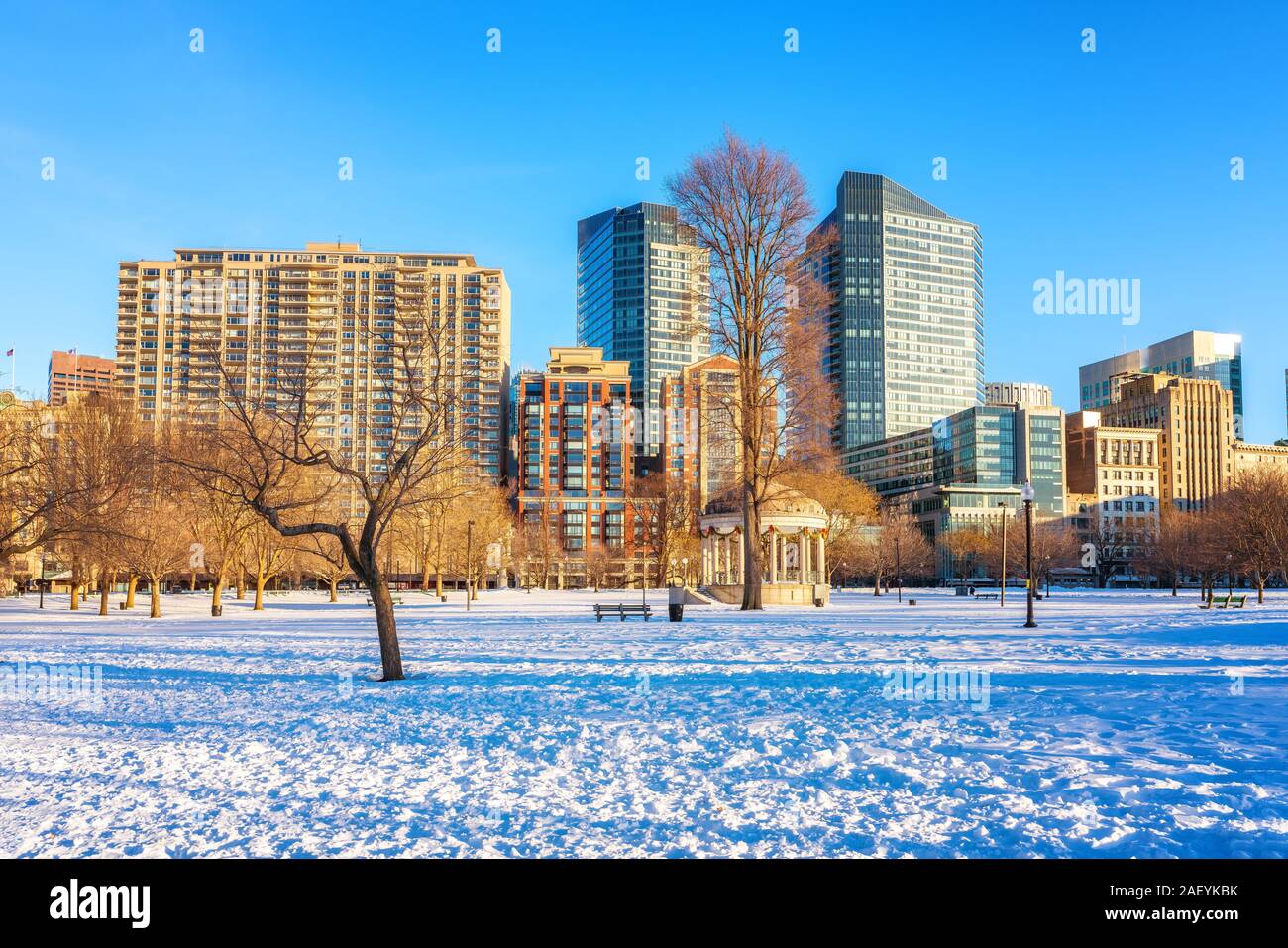 Boston common at winter Stock Photo