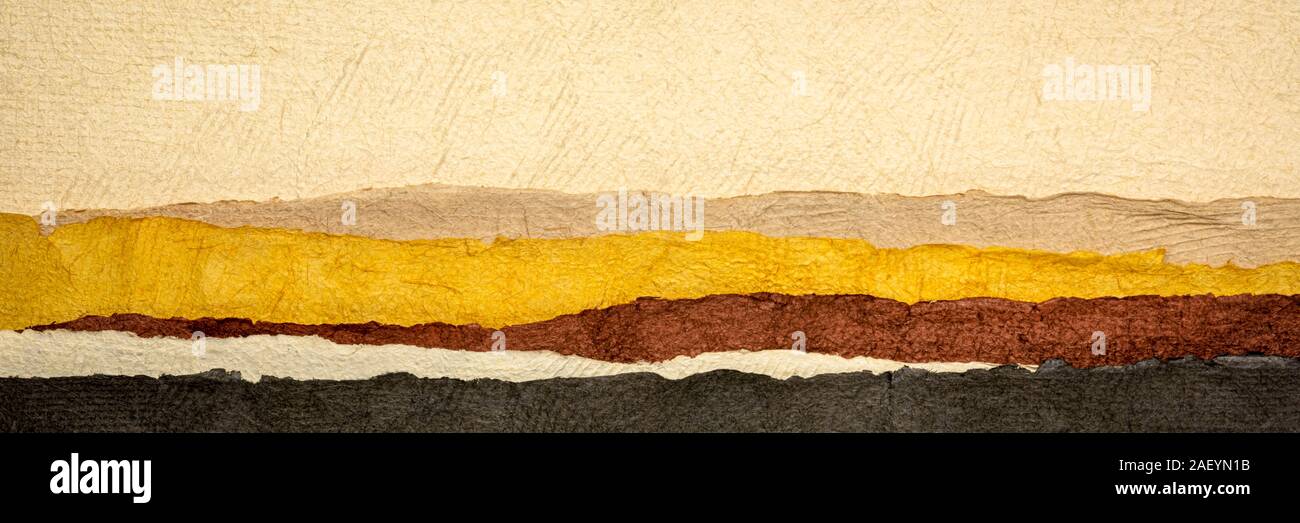 abstract paper landscape in earth tones created with sheets of textured ...