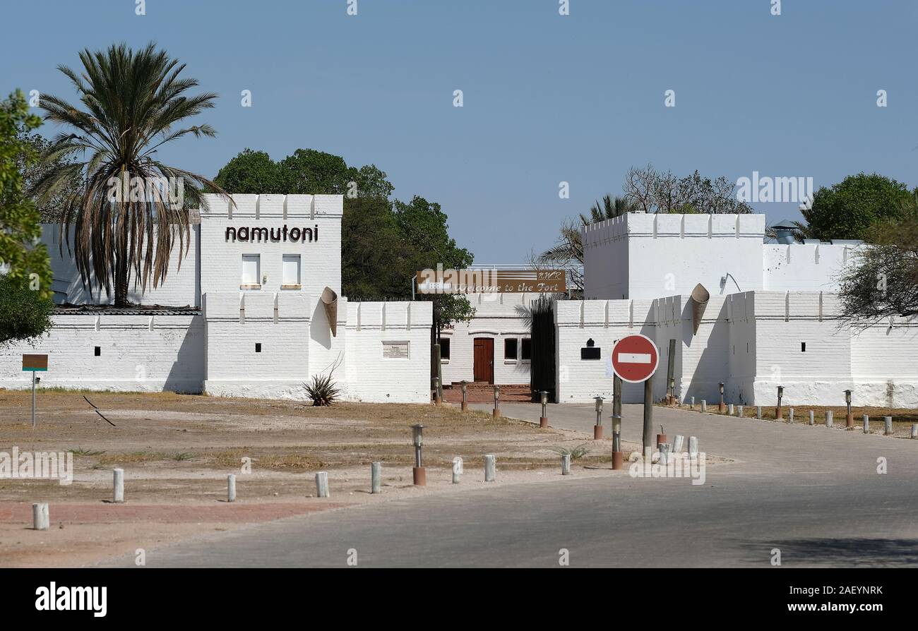 Etosha Nationalpark, Namibia. 28th Nov, 2019. The Namutoni Fortress in Etosha National Park. Credit: Oliver Berg/dpa/Alamy Live News Stock Photo