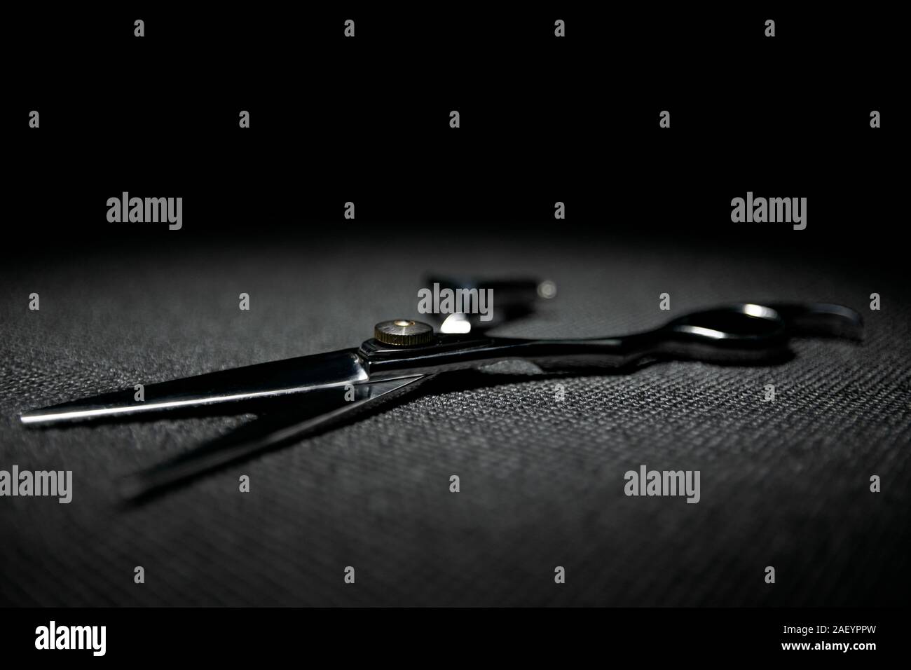 professional scissors on black background Stock Photo Alamy