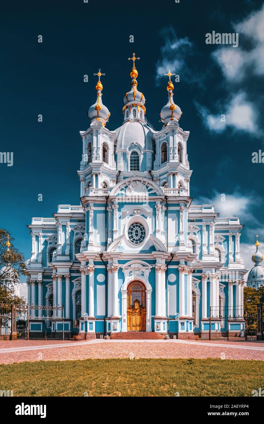 Russia, St. Petersburg. Smolny Cathedral (Church of the Resurrection