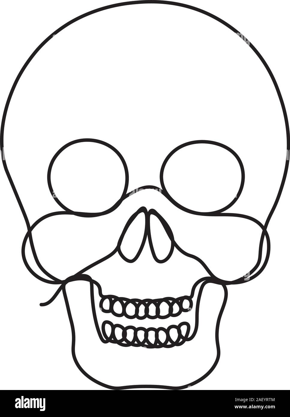 Human skull continuous single line style Stock Vector