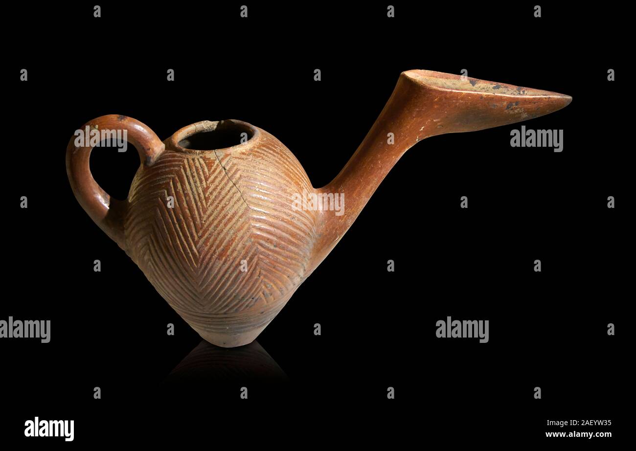 Bronze Age Anatolian terra cotta side spouted pitcher with bill shaped end - 19th to 17th century BC - Kültepe Kanesh - Museum of Anatolian Civilisati Stock Photo