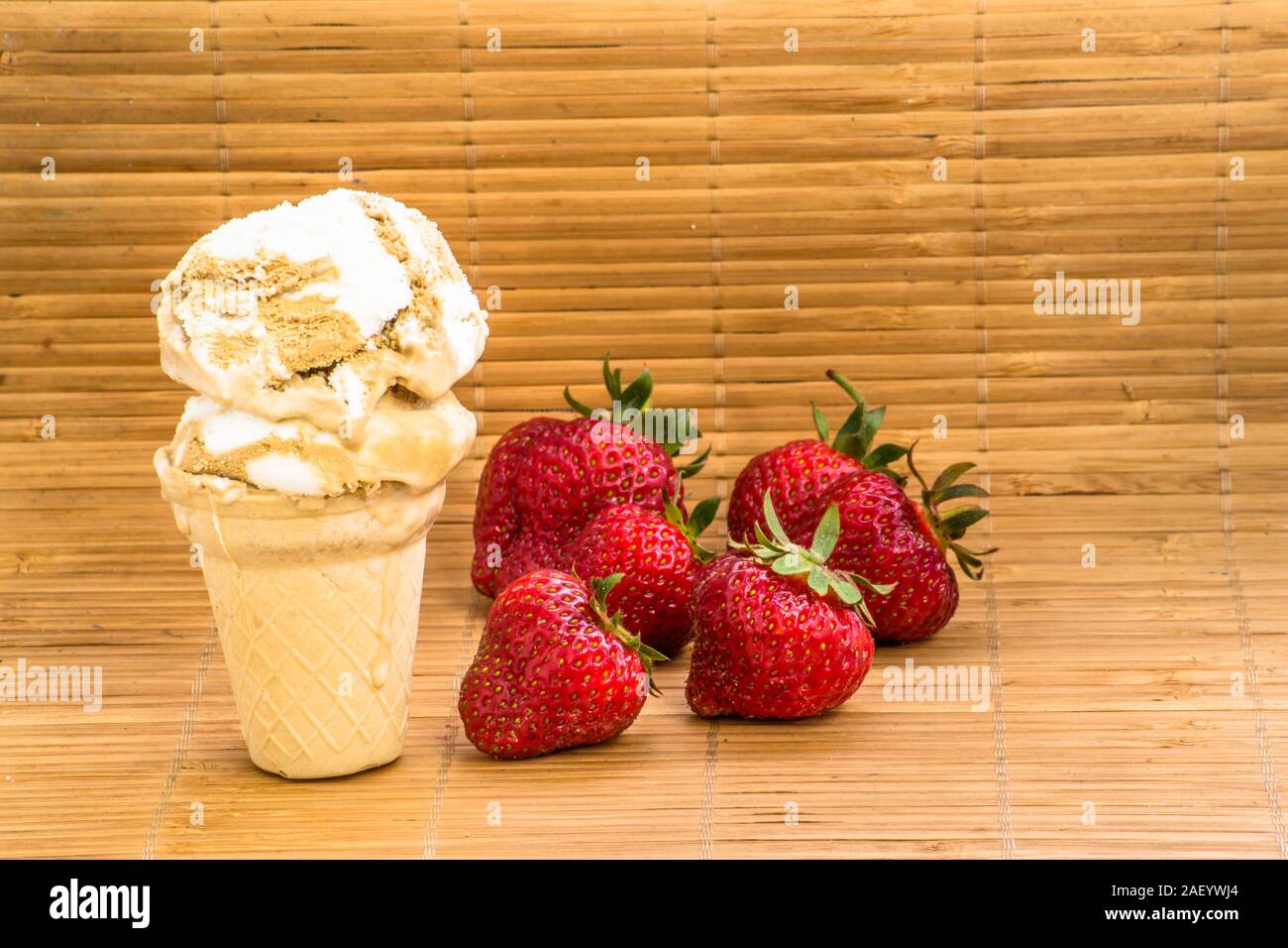 Scoop of ice cream in a waffle cone Stock Photo - Alamy