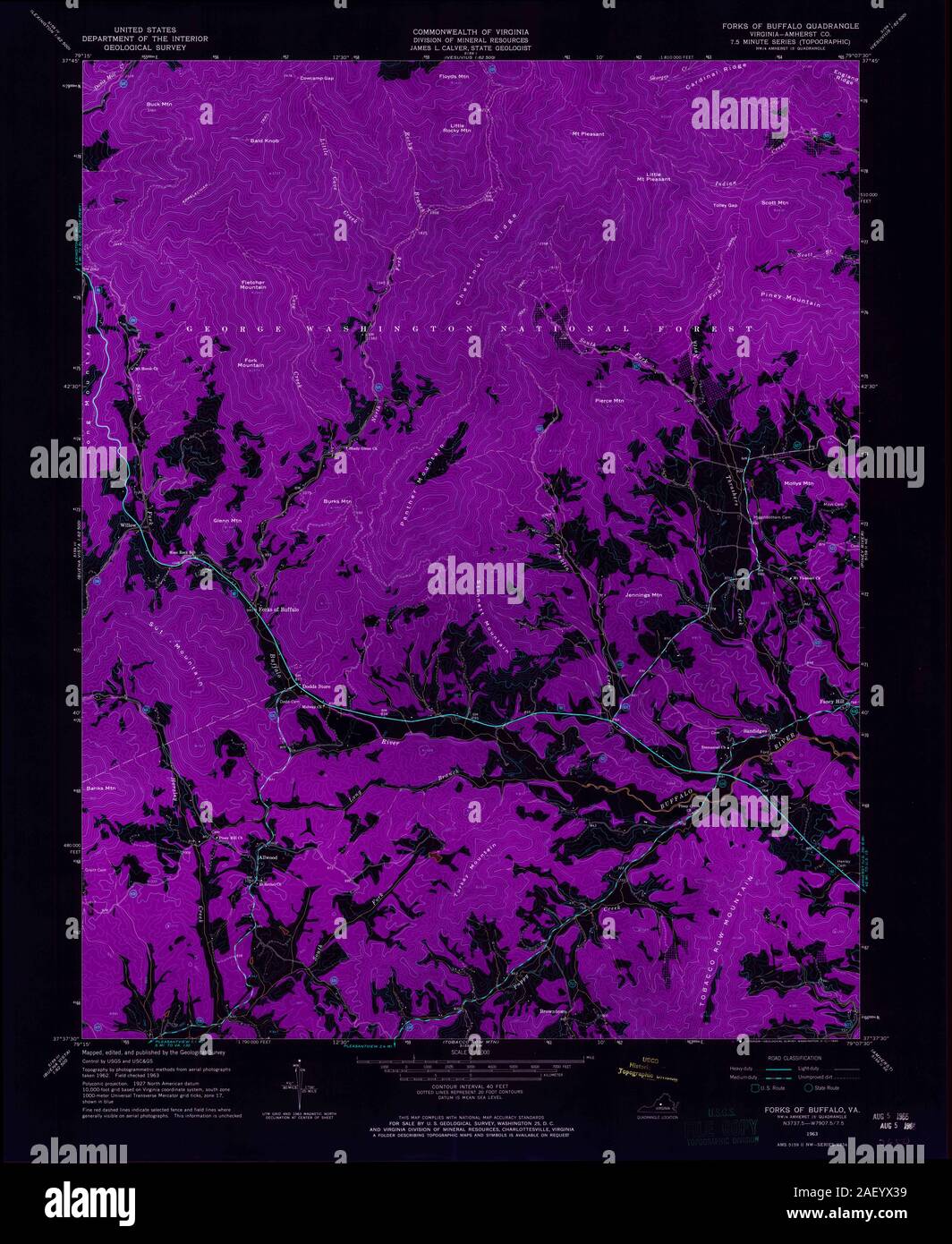 VA Forks Of Buffalo 185013 1963 24000 Inverted Stock Photo Alamy