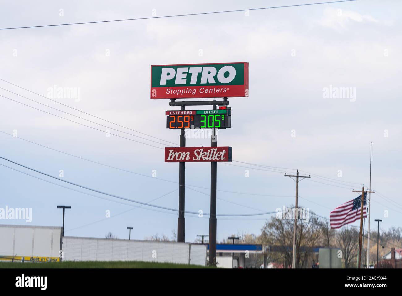 Truck Stop Travel Center Sign Stock Photos & Truck Stop Travel Center