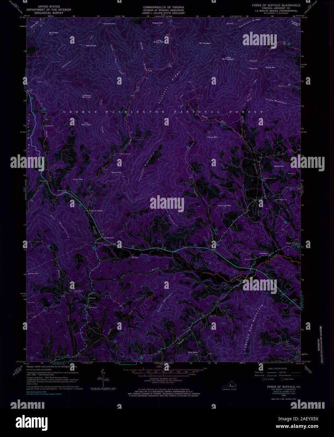 VA Forks Of Buffalo 185014 1963 24000 Inverted Stock Photo Alamy