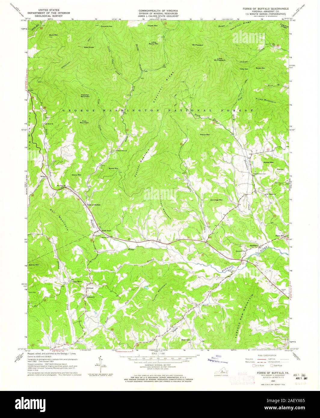 VA Forks Of Buffalo 185013 1963 24000 Stock Photo Alamy