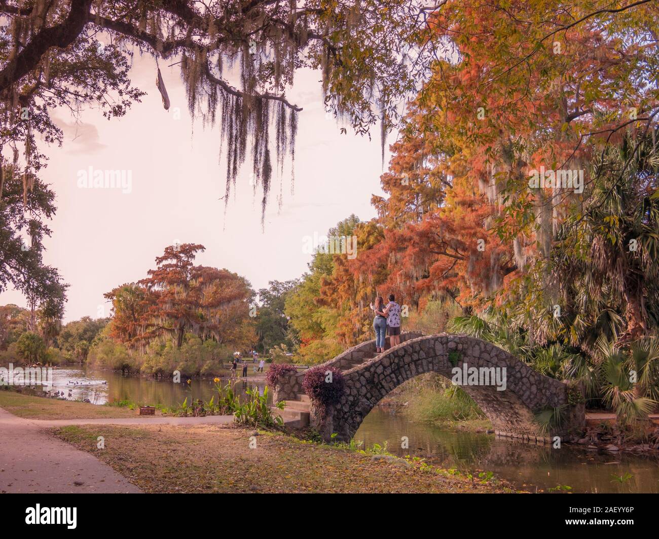New Orleans, Louisiana, USA. December 2019. Couple take a pose in the