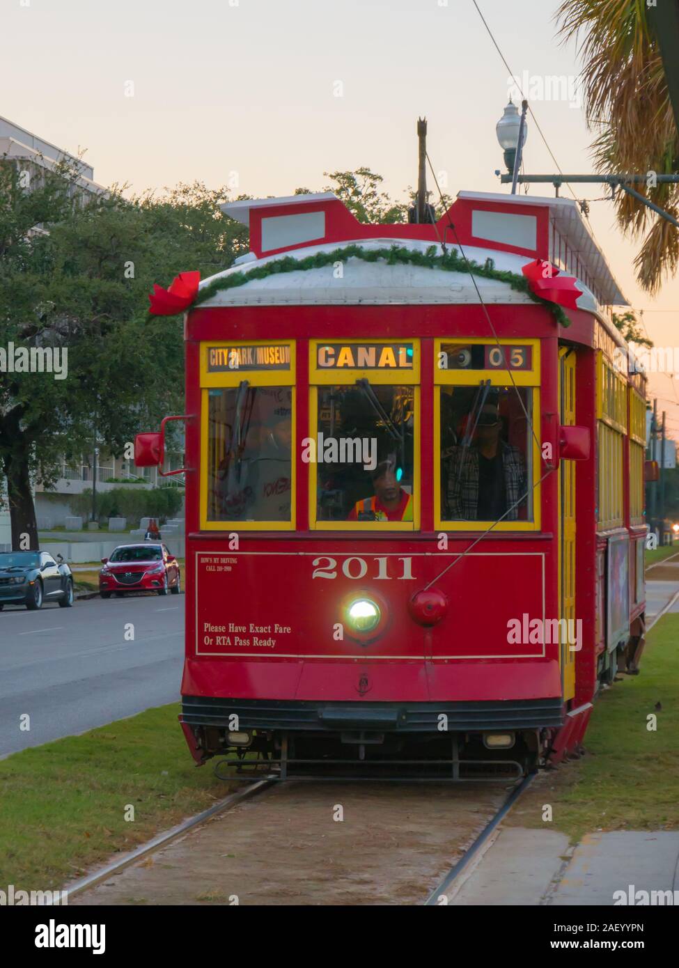 New Orleans, Louisiana, United States. December 2019. Tramway in