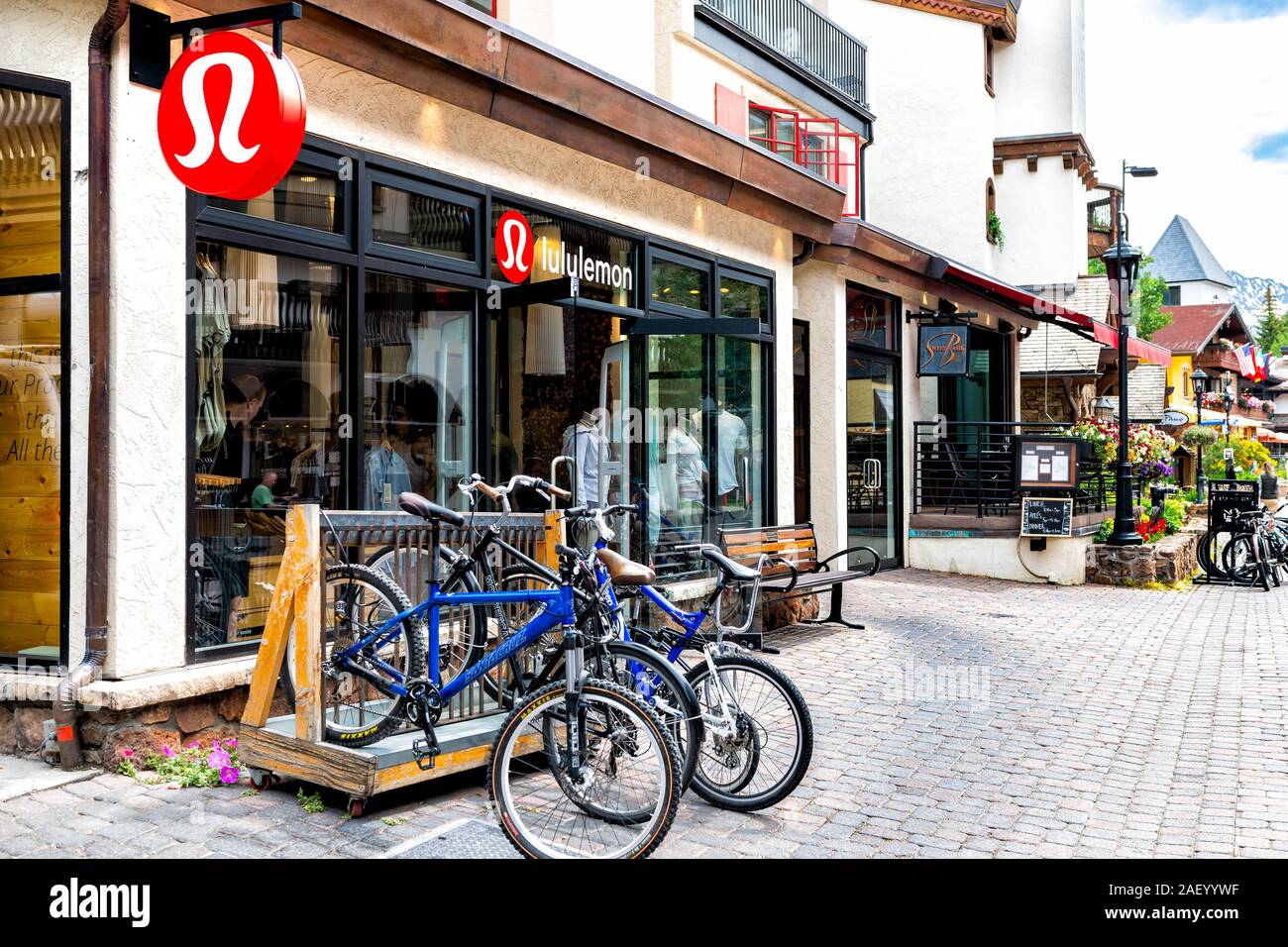 Vail, USA June 29, 2019 Vacation ski resort town village in Colorado