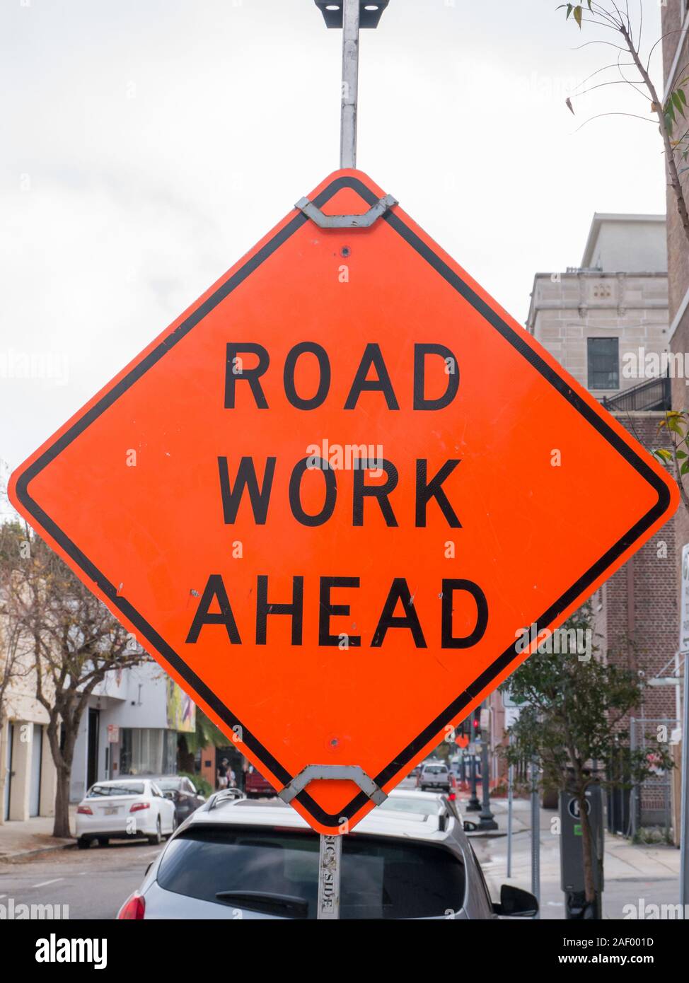 Road Work Ahead sign Stock Photo Alamy