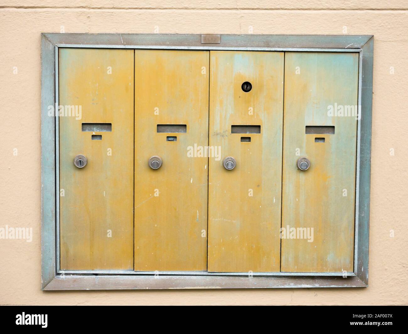 Old outdoors Mailboxes Stock Photo