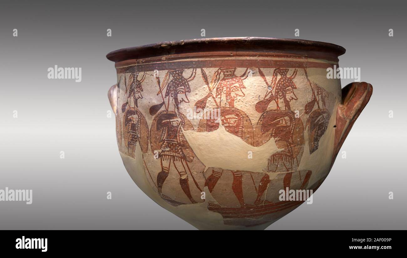 'House of Warriors Vase' : Pictoral Mycenaean Krater depicting ...