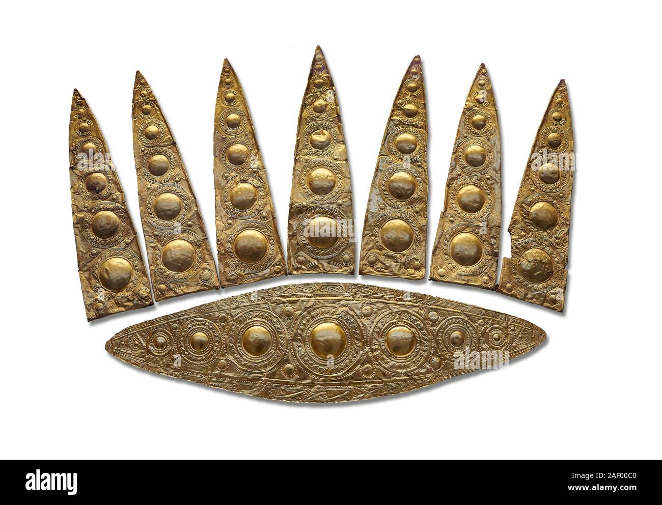 Top leaf shapes of a Mycenaean gold diadem from Grave III, 'Grave of a ...