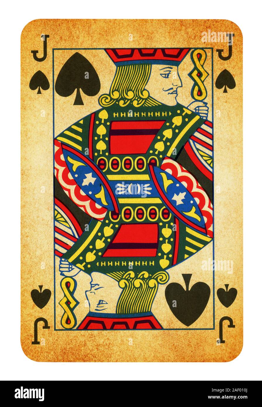 Jack of Spades Vintage playing card isolated on white (clipping path
