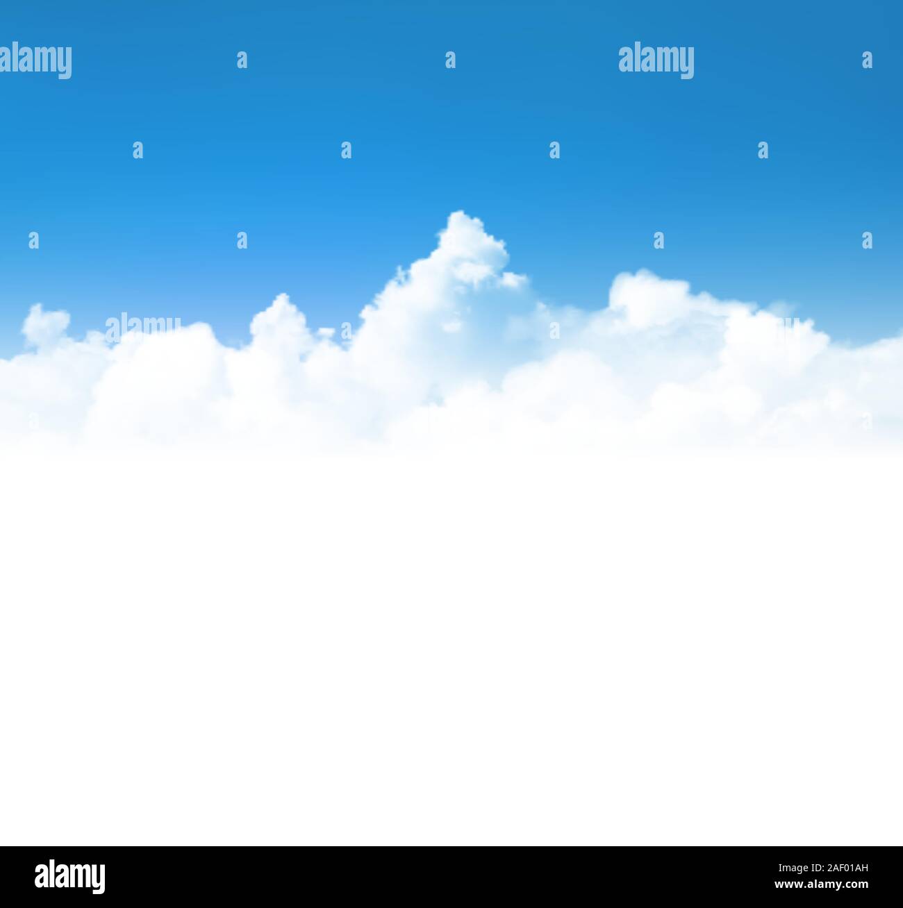 Background with realistic clouds over blue sky. Vector illustration. Stock Vector