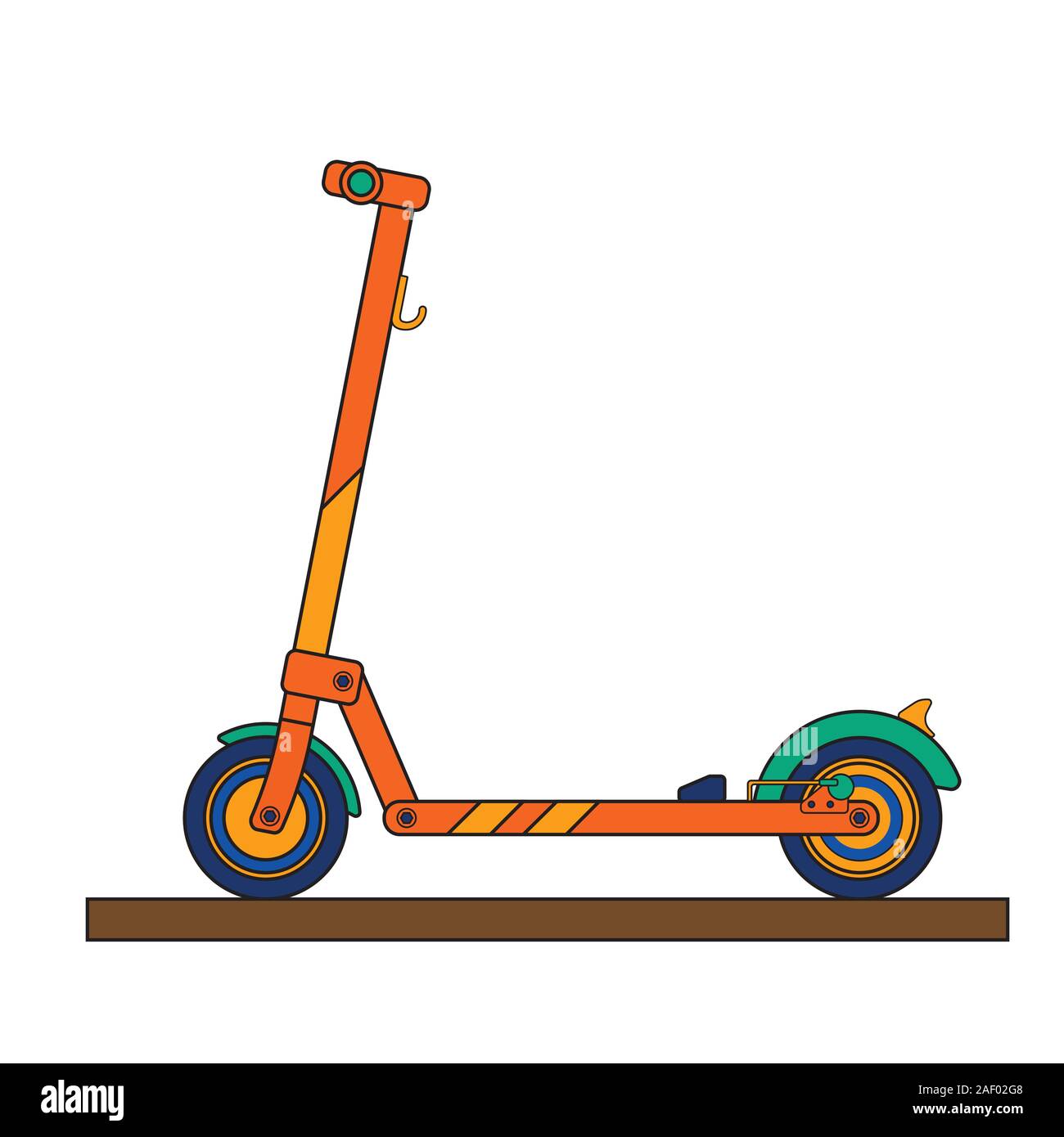 Modern electric scooter drawn in a flat style. Stock Vector