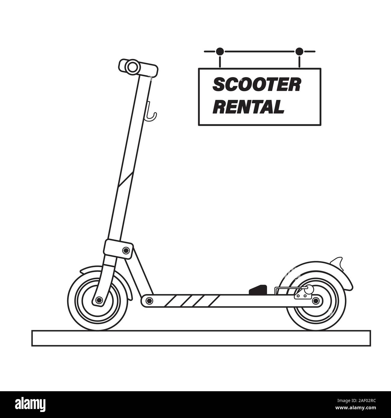 Electric scooter rental sign drawn in silhouette style Stock Vector