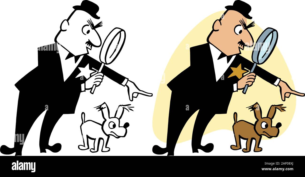 An Inspector With A Magnifying Glass Searches For Clues Stock Vector Image Art Alamy An Inspector With A Magnifying Glass Searches For Clues Stock Vector Image Art Alamy