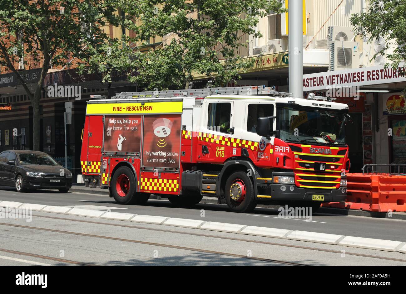 New South Wales fire engine in Sydney, Australia. Stock Photo