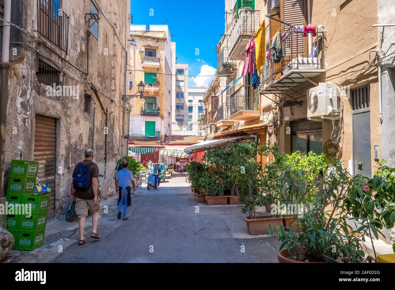 Urban scene from Palermo, Sicily.  Palermo is more than 2700 years old with a rich and diverse history and culture. Stock Photo