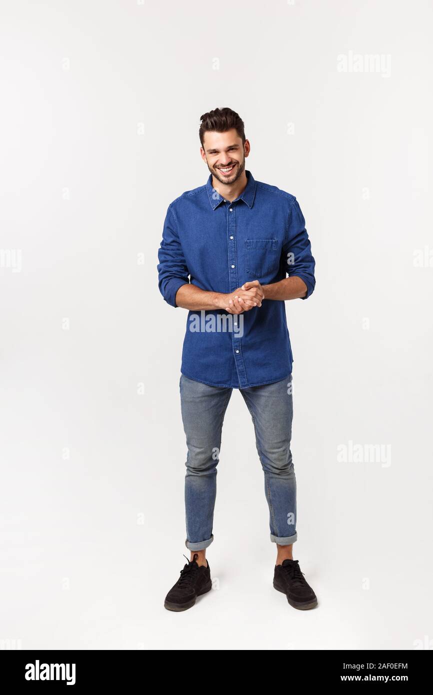 Smiling handsome businessman. Isolated over white background Stock ...