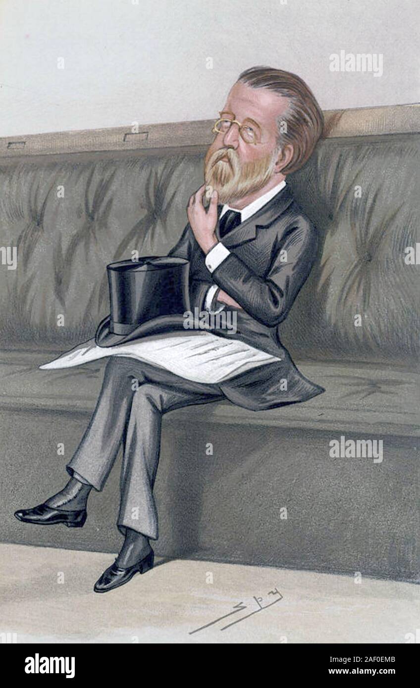 JUSTIN McCARTHY (1830-1912) Irish nationalist, novelist and historian in a Vanity Fair caricature by Spy in 1885 Stock Photo