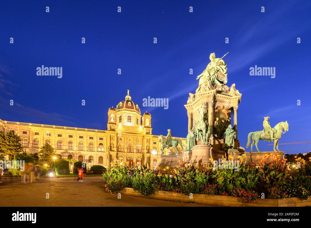 Beautiful view of famous Naturhistorisches Museum Natural History Museum with park Maria Stock Photo