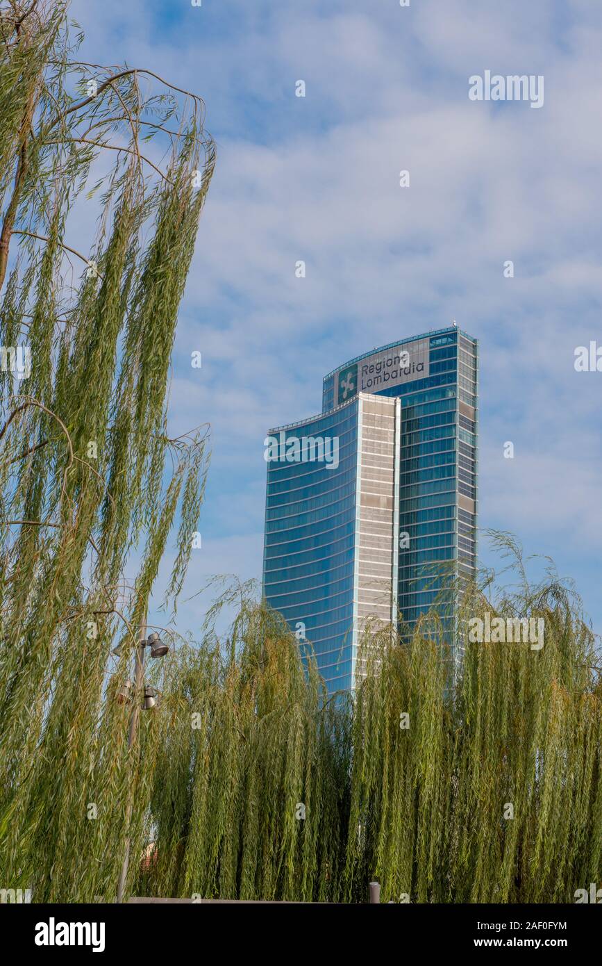Milan Italy 4 December 2019:Palazzo Lombardia is a unitary complex of buildings, including a 161.3 meter high skyscraper. Stock Photo