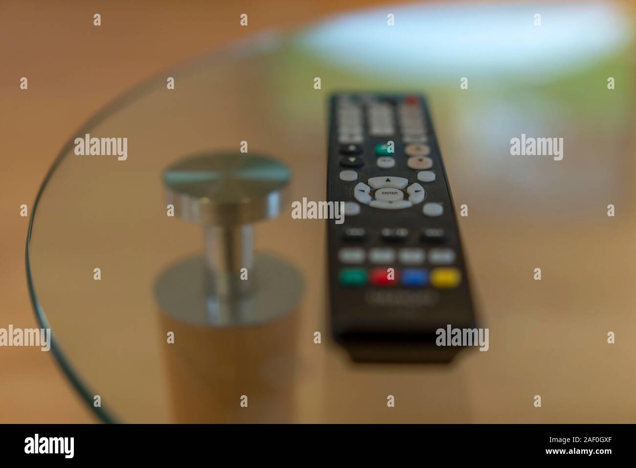 Television Remote in Living Room, Georgia Stock Photo