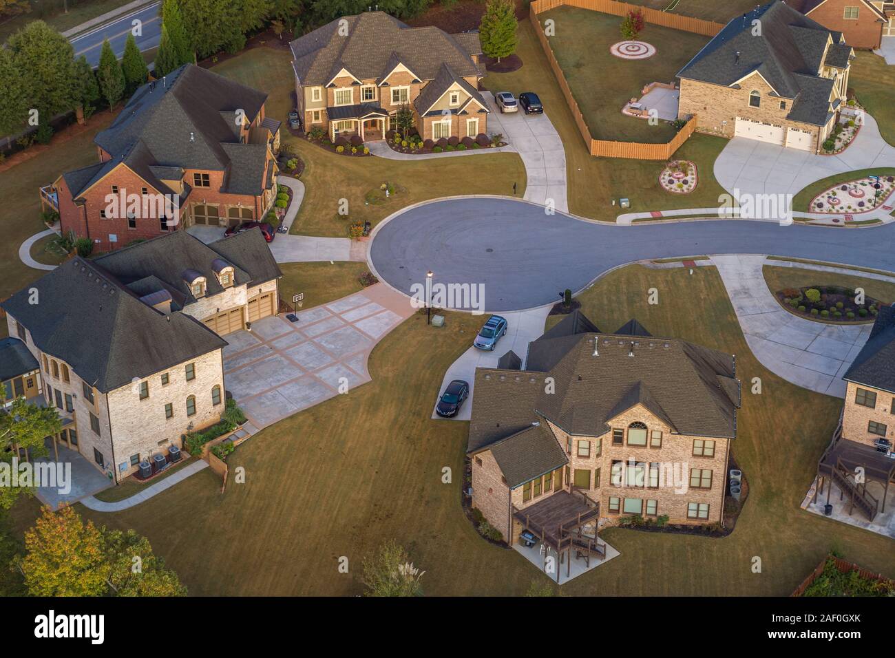 Large Houses in Cul-De-Sac in Subdivision, Mountain Park, Georgia Stock  Photo - Alamy