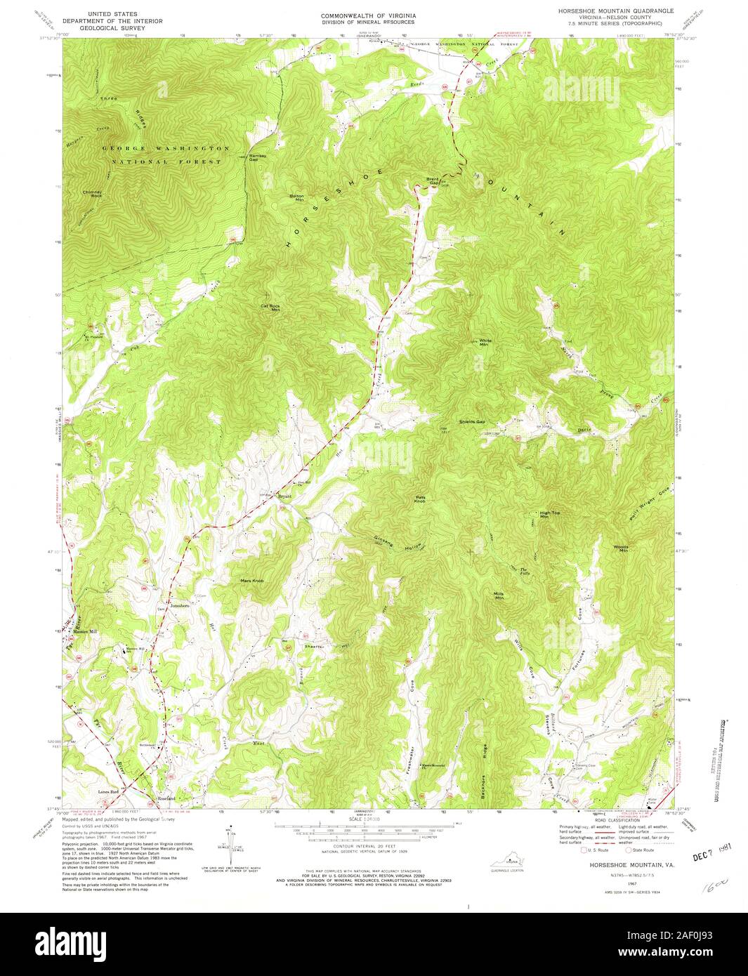 VA Horseshoe Mountain 185417 1967 24000 Stock Photo - Alamy