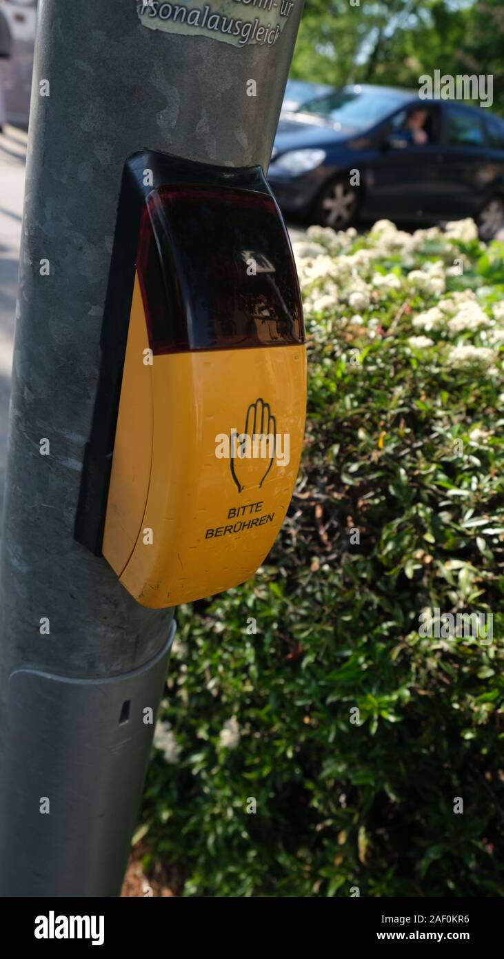 Please Touch - Pedestrian Traffic Light Request Stock Photo