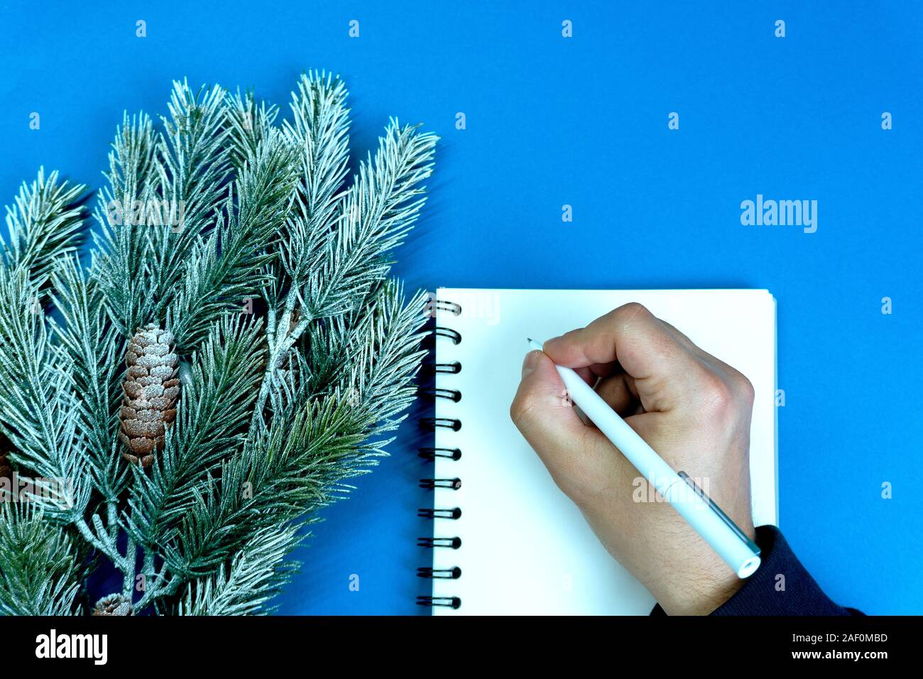 Man writes plans and goals. Stock Photo