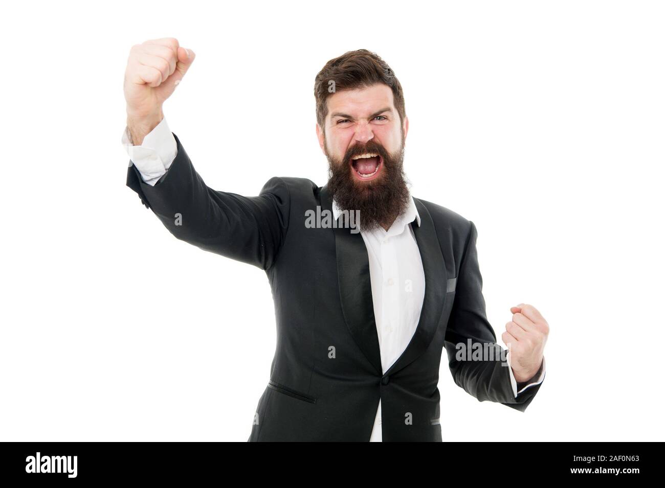 Superhero Man Handsome Bearded Businessman Wear Formal Suit