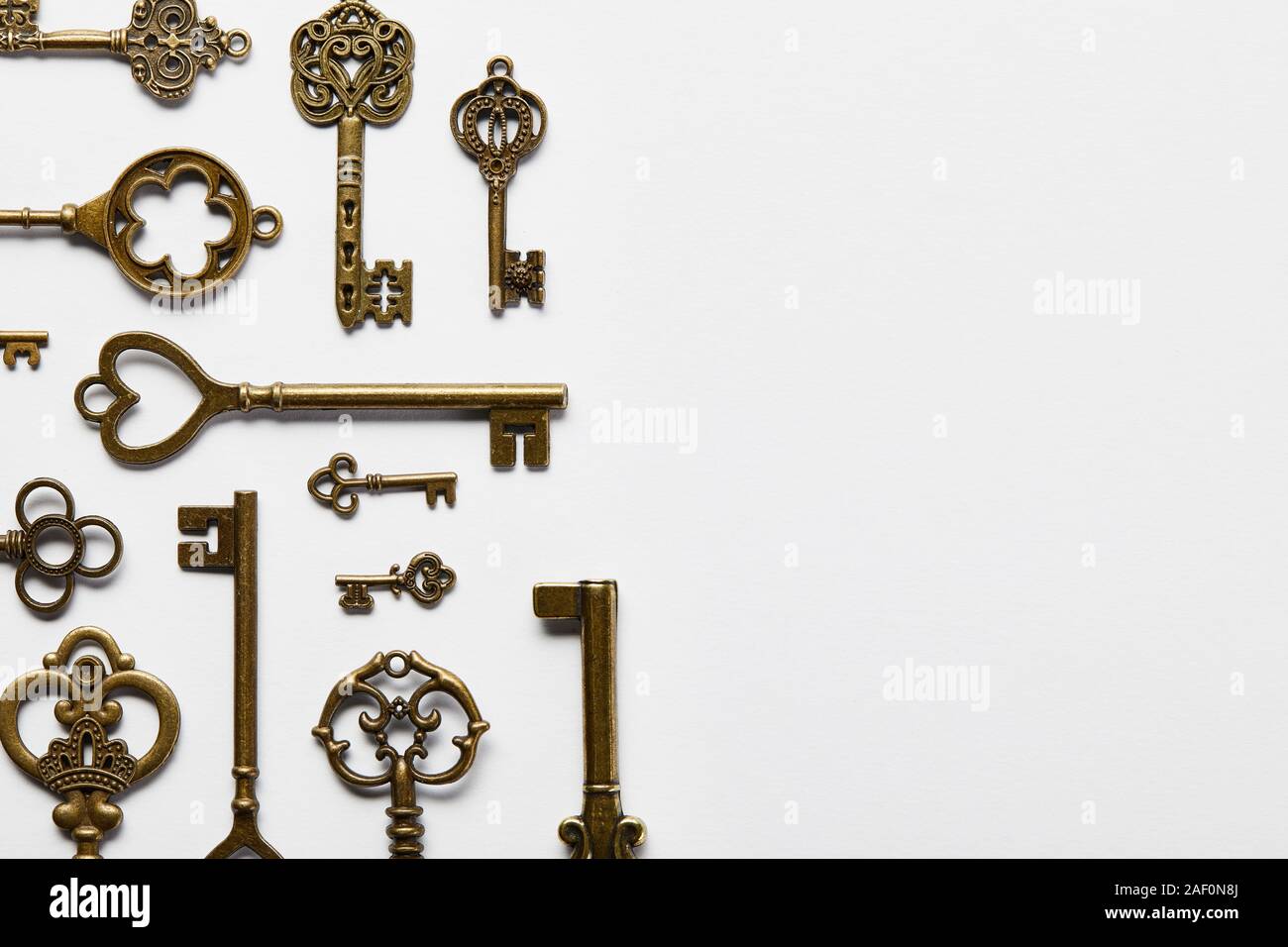 top view of retro keys on white background with copy space Stock Photo ...