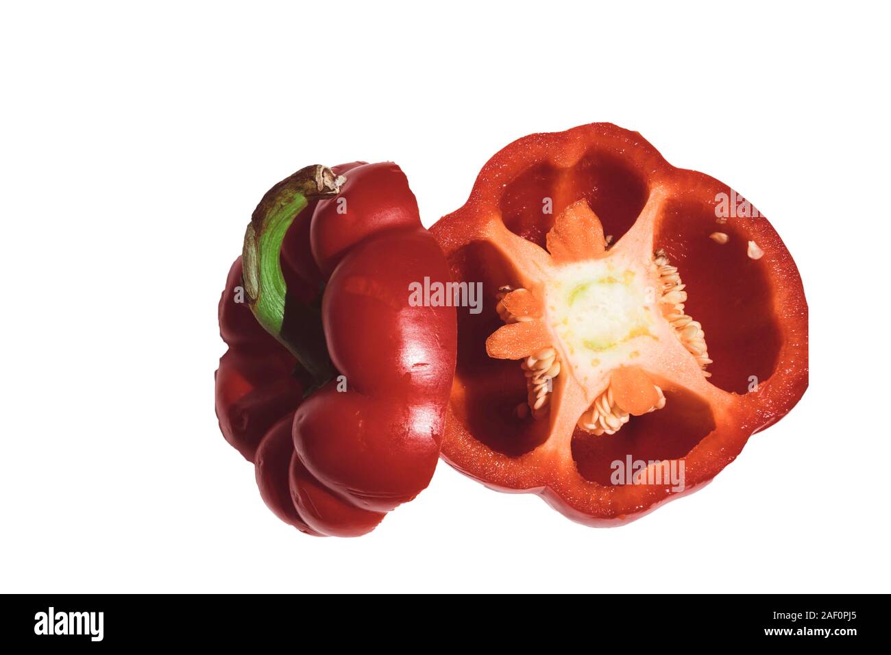fresh red bell pepper on white background Stock Photo - Alamy