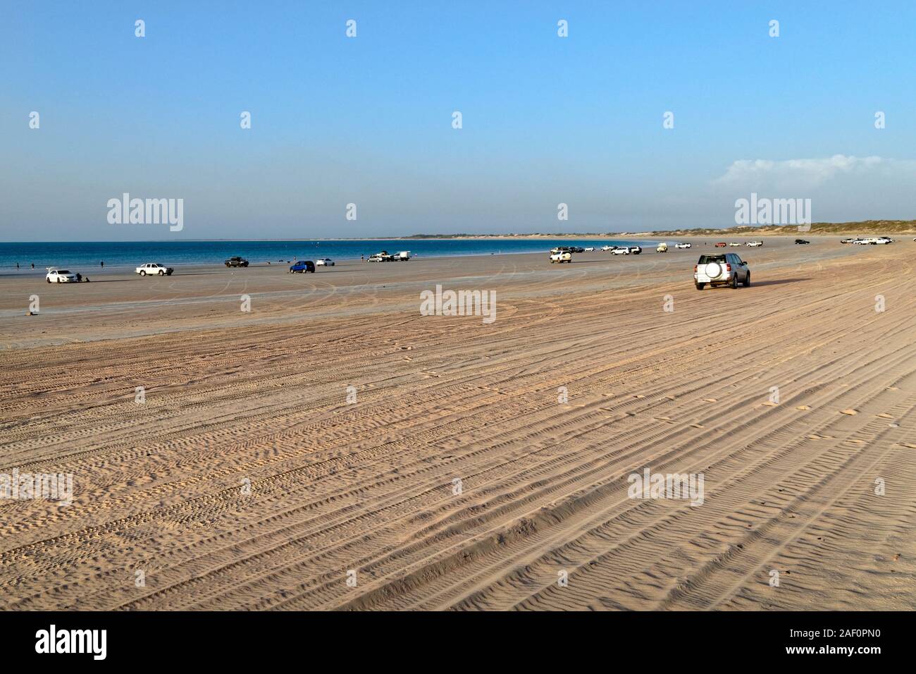 Motor vehicles on Cable Beach, Broome, West Kimberley, Western Australia Stock Photo
