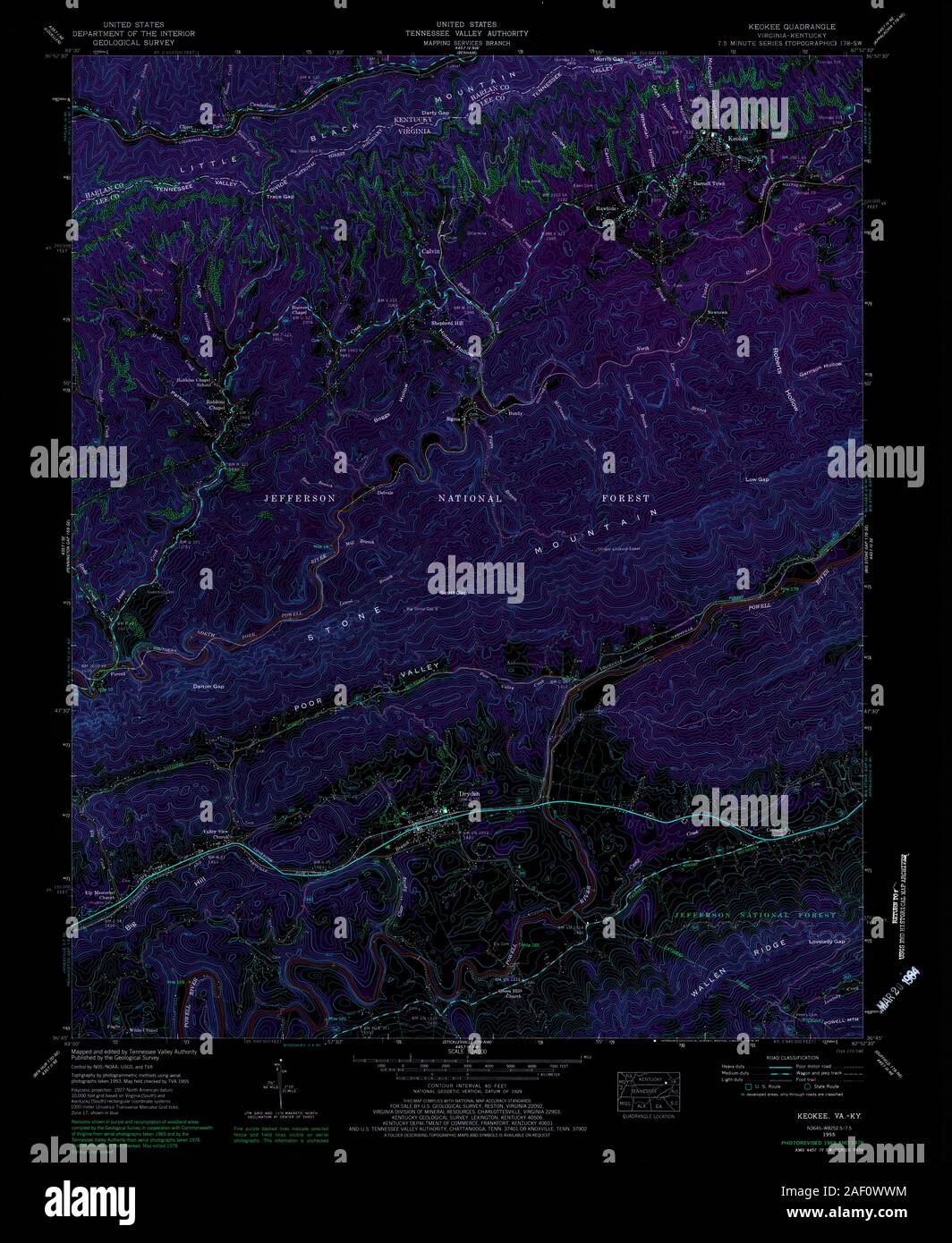 VA Keokee 185567 1955 24000 Inverted Stock Photo Alamy