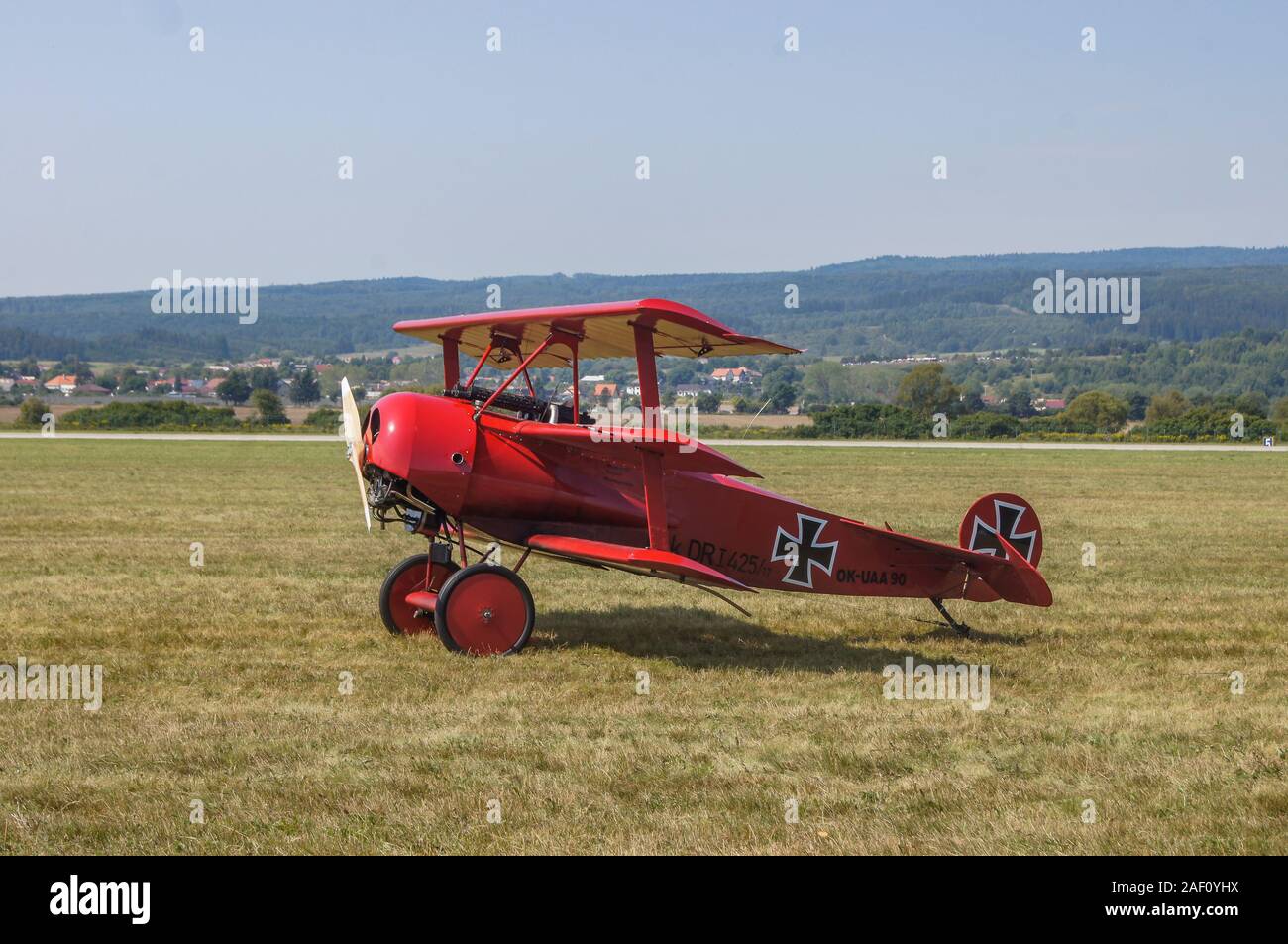 Fokker Dr.I, (Red Baron). SIAF Airhow, Sliac, Slovakia 2017 Stock Photo
