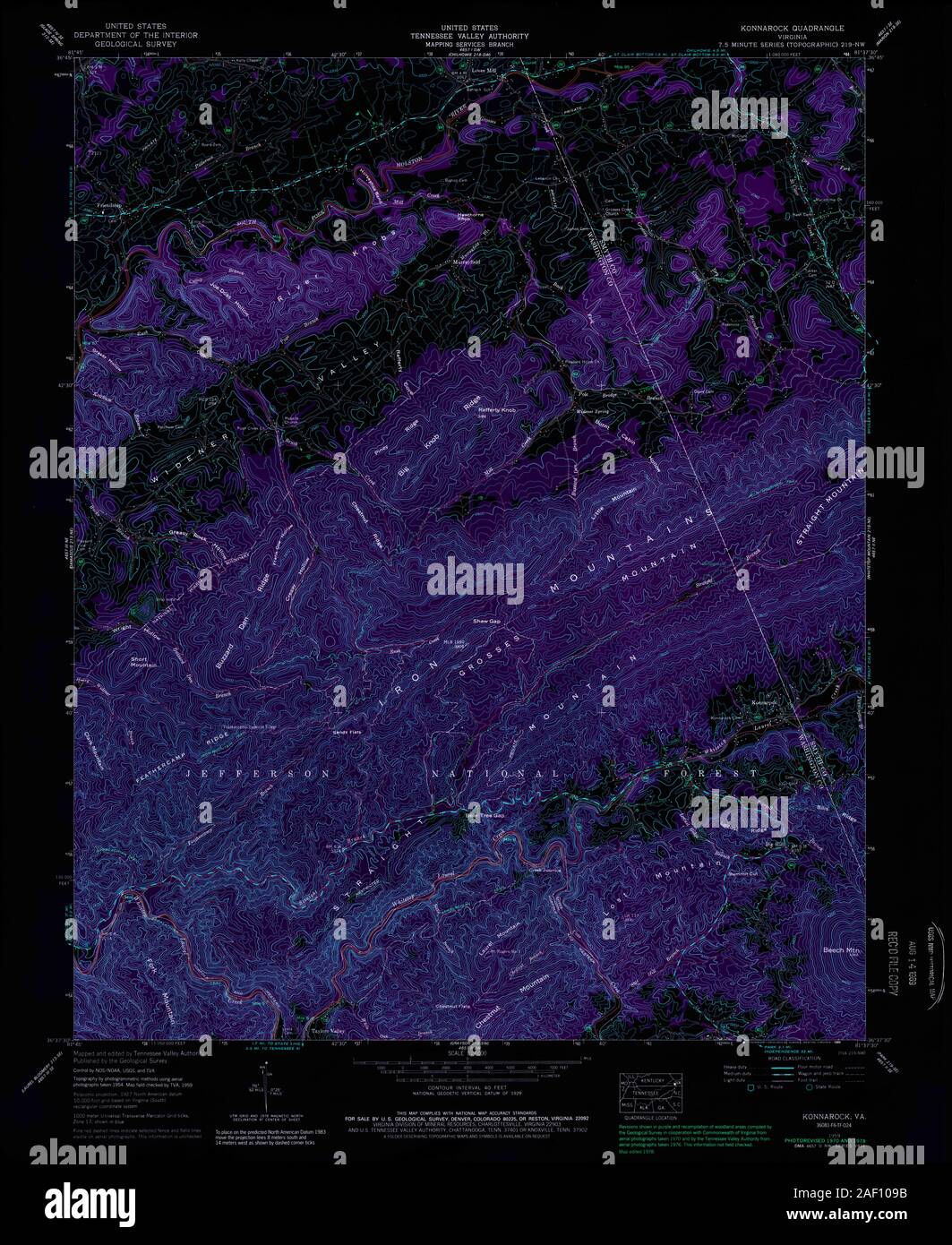 VA Konnarock 185606 1959 24000 Inverted Stock Photo Alamy