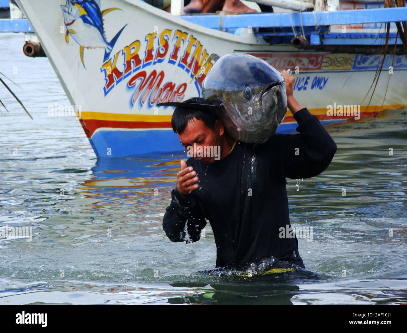 Artisanal Filipino handline fishermen landing yellowfin tuna Thunnus  albacares in Occidental Mindoro Stock Photo - Alamy