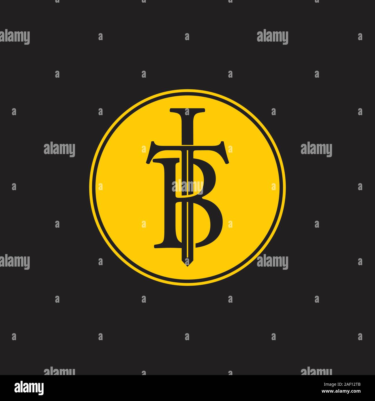 letters tb linked sword logo vector Stock Vector