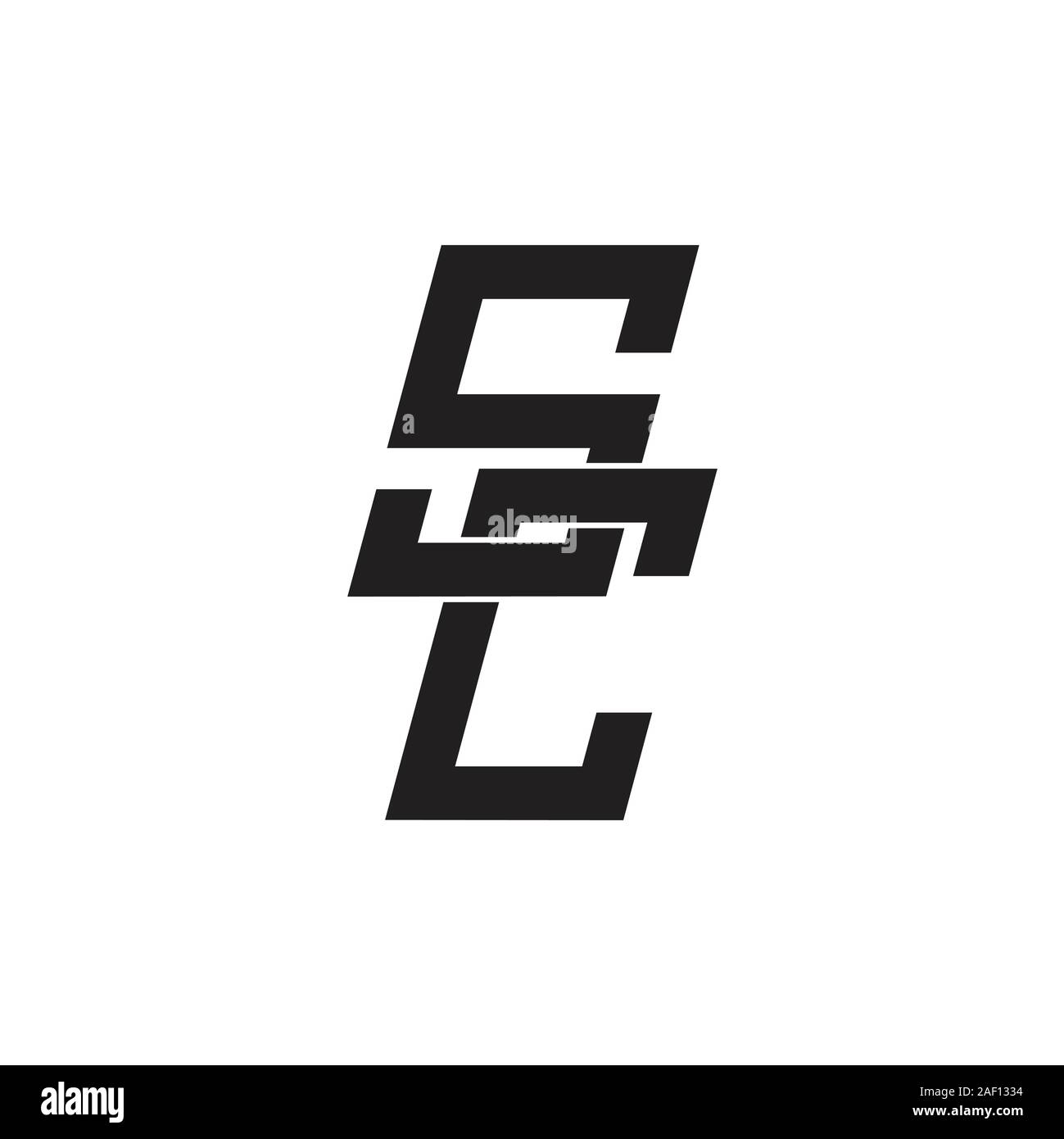 letter sc simple geometric linked line logo vector Stock Vector